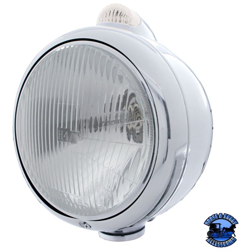 STAINLESS STEEL GUIDE 682-C HEADLIGHT H4 & DUAL MODE LED SIGNAL (Choose Color)