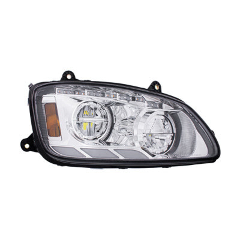 Chrome LED Headlight With Sequential Turn Signal & Position Light Bars For 2008-17 Kenworth T660 – Passenger #35880