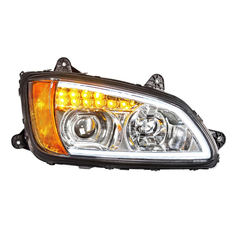 Chrome Projection Headlight With LED Turn Signal & Position Light For 2008-2017 Kenworth T660 – Passenger #32780
