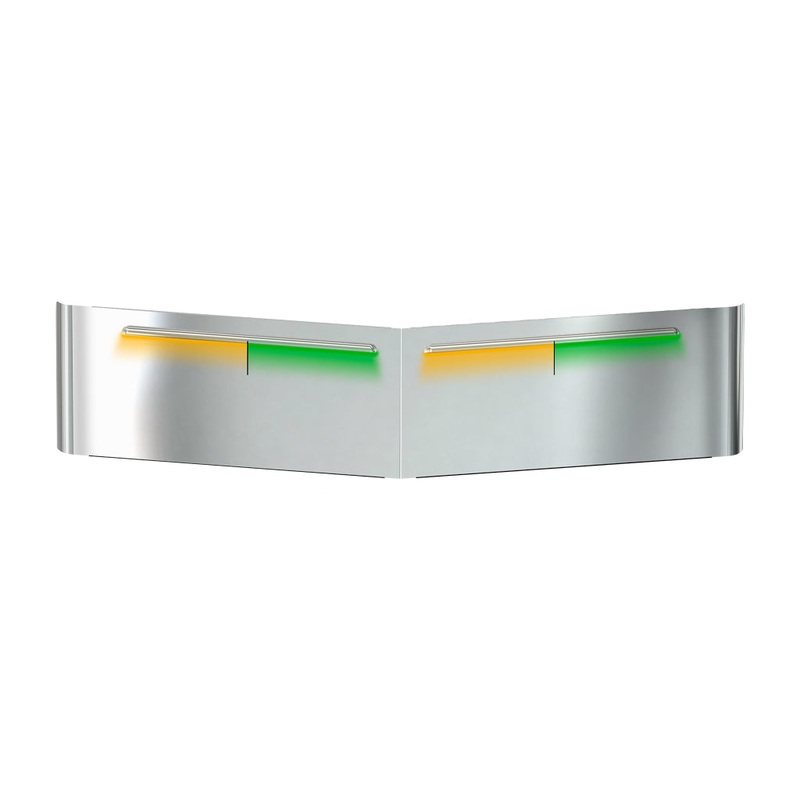 TSUN-P61AG PB. 14 High & Low Roof with 2 Piece Windshields Louvered Sun Visor (1987+)  Cab Mounted Mirrors | Dual Glow Strips (Amber/Green)