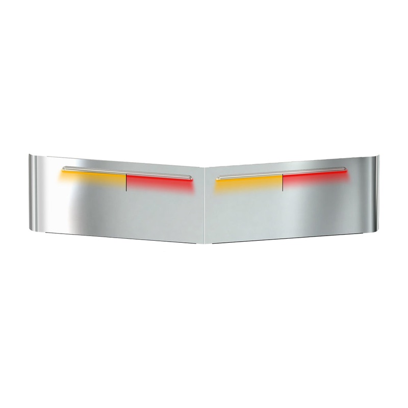 TSUN-P61AR PB. 14 High & Low Roof with 2 Piece Windshields Louvered Sun Visor (1987+)  Cab Mounted Mirrors | Dual Glow Strips (Amber/Red)