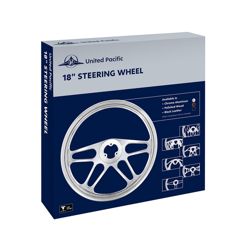 UP-88154 18 Chrome Aluminum 4-Spoke Style Steering Wheel